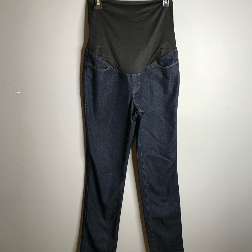 Ann Taylor Loft Maternity Jeans Slim Straight SZ 6M Over Belly Panel Dark